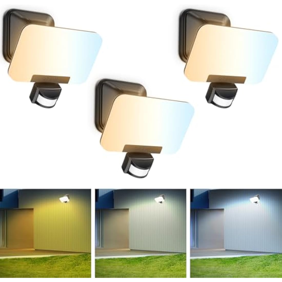 OREiN Outdoor Lights, Security Lights Outdoor Motion Sensor 24w 2800lm, Warm/Nature/Cool White Adjustable Flood Light, IP65 Waterproof Dusk to Dawn Outside Lights for Garden Driveway–Mains Powered