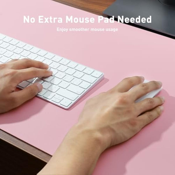 Leather Desk Pad Protector,Mouse Pad,Office Desk Blotter Mat, Non-Slip PU Leather Table Mat,Laptop Desk Pad,Waterproof Desk Writing Pad for Office and Home (91cm x 43cm, Fairy Pink)