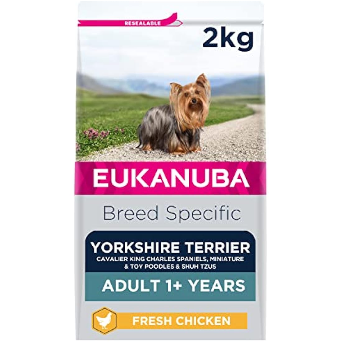 Eukanuba Complete Dry Dog Food for Adult Yorkshire Terrier Breed Types with Fresh Chicken 2 kg