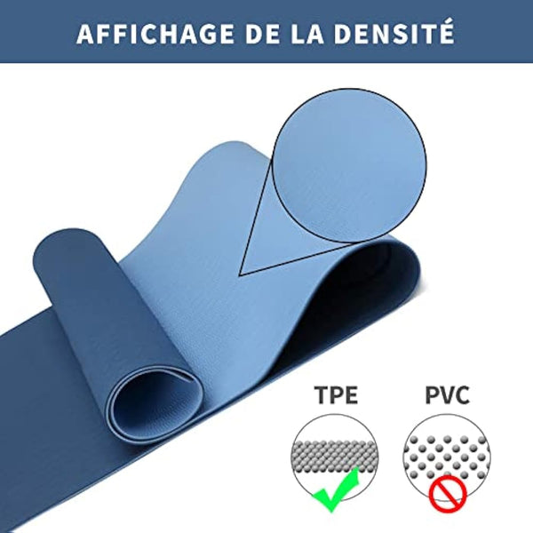 Good Nite Yoga Mat TPE Non-Slip Exercise Fitness Pilates Gymnastics Training Sport Mat Turn Mats Floor Gym with Carry Strap 183 x 61 x 0.6 cm