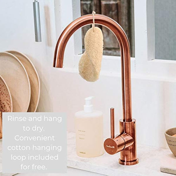 Loofah Dish Sponge - Plastic-Free Sponges - Compostable Loofah Scouring Pads - Biodegradable Body Scrubbers - Exfoliating Loofah Bath Sponge - Zero Waste & Plant-Based