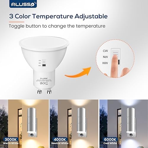 ALUSSO LED Outdoor Wall Light Motion Sensor,IP65 Stainless Steel Up Down Light Mains Powered,Warm White/Neutral White/Cool White Selectable,2x8W GU10 Included,Outside Sconce Wall Mounted for Porch