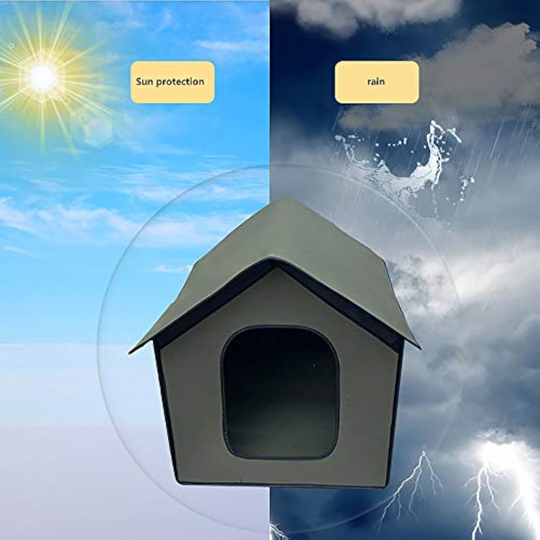 DEECOZY Outdoor Cat House for Outdoors, Dog Pets House, Winter Resistant, Foldable, Waterproof Cat House for Dogs, Cats, Rabbits (Army Green