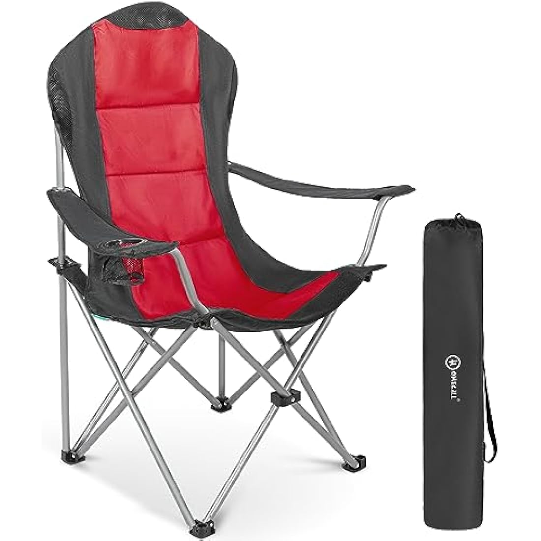 Homecall 30191 Folding Camping Chair with Cup Holder - 109.0 cm*60.0 cm*86.0 cm, Black/Red