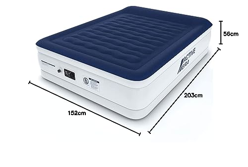 Active Era Luxury Single Inflatable Mattress | Puncture Proof Single Airbed with Flock Coating | Quick 3 Mins Blow Up Bed with Built-in Pump | Portable Air Bed for Home, Camping & Guests 187x99x53cm