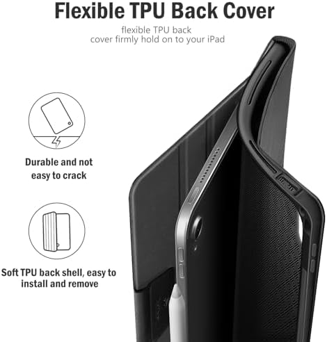 Antbox Case for iPad Air 13 Inch 2025 M3/2024 M2, Built-in Pencil Holder, Fully Supports Pencil Pro and Pencil (USB-C), Auto Sleep/Wake Function PU Leather iPad Air 13'' Cover (Black)