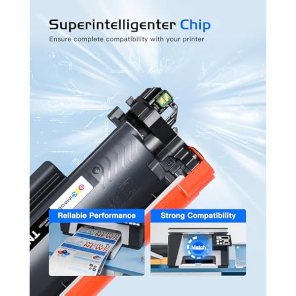 GPC Image TN2510 TN-2510 Toner Cartridge Compatible for Brother TN 2510 for Brother DCP-L2627DWXL DCP-L2620DW HL-L2400DW HL-L2400DWE HL-L2445DW MFC-L2860DWE MFC-L2800DW MFC-L2835DW Printer（2 Black）