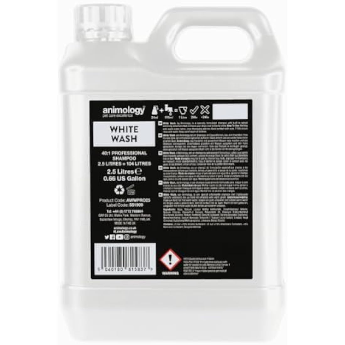 Animology White Wash White Dog Shampoo 2.5 Litre