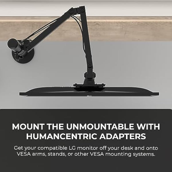 HumanCentric VESA Mount Adapter Compatible with LG Monitors 24MP58VQ, 24MP58VQ-P, 24MP59HT, 24MP59HT-P, and 24MP60VQ, Mounts Monitor to VESA Stand, Arm or Desk Mount with 75x75 or 100x100 mm Pattern
