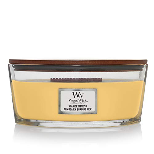 WoodWick Ellipse Scented Candle , Seaside Mimosa , with Crackling Wick , Burn Time: Up to 50 Hours