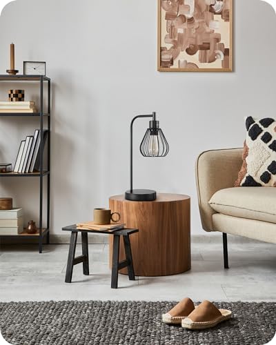 EDISHINE Bedside Lamps Set of 2, Dimmable LED Table Lamp, Teardrop Cage Lampshade, USB Charging Ports, Touch Lamps for Living Room, Bedroom, E27 Socket, Bulb Included, Black