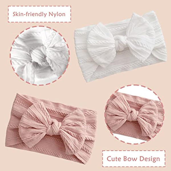 2Pcs Baby Headbands for Girls 6-12 Months - Newborn Soft Bows