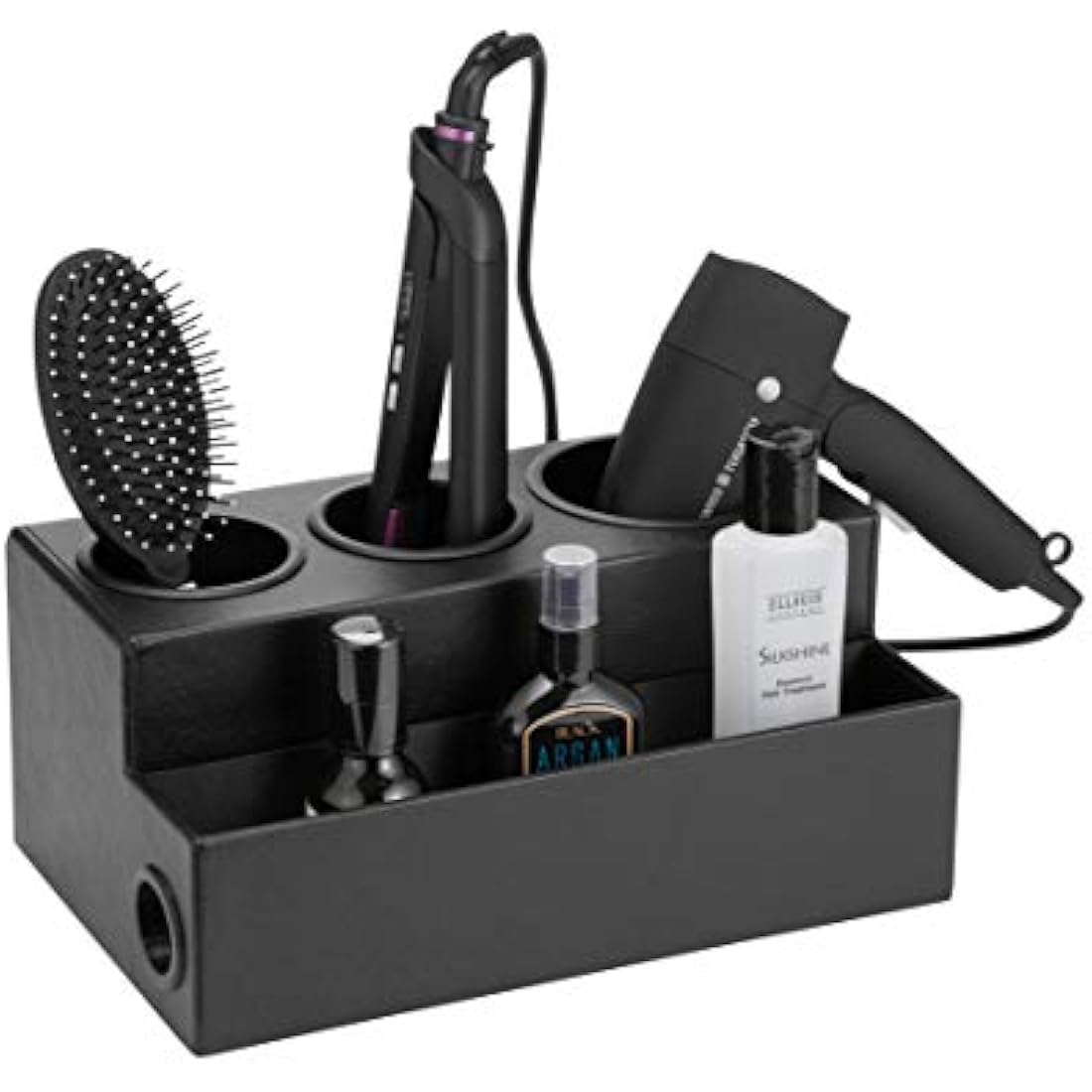 JackCubeDesign Hair Dryer Holder Hair Styling Product Care Tool Organiser Bath Supplies Accessories Tray Stand Storage Bathroom Vanity Countertop with 3 Holes(Black) – :MK154C