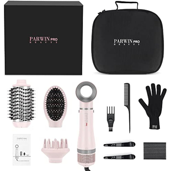 4 in 1 Hair Dryer Brush Set, Multi Air Styler with 4 Attachments as Hairdryer, Hot Air Brush, Hair Diffuser, Hot Brush for Hair Styling, Ionic Care Frizz-Free, Pink