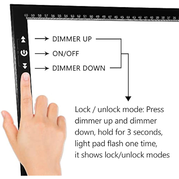 HSK A2 Artist tracing Light Box Copy Table,12V2A Adapter Power Dimmerable 5000 Lux Lock Button Artcraft Light Pad for Tatto Drawing, Sketching, Animation,Diamond Painting