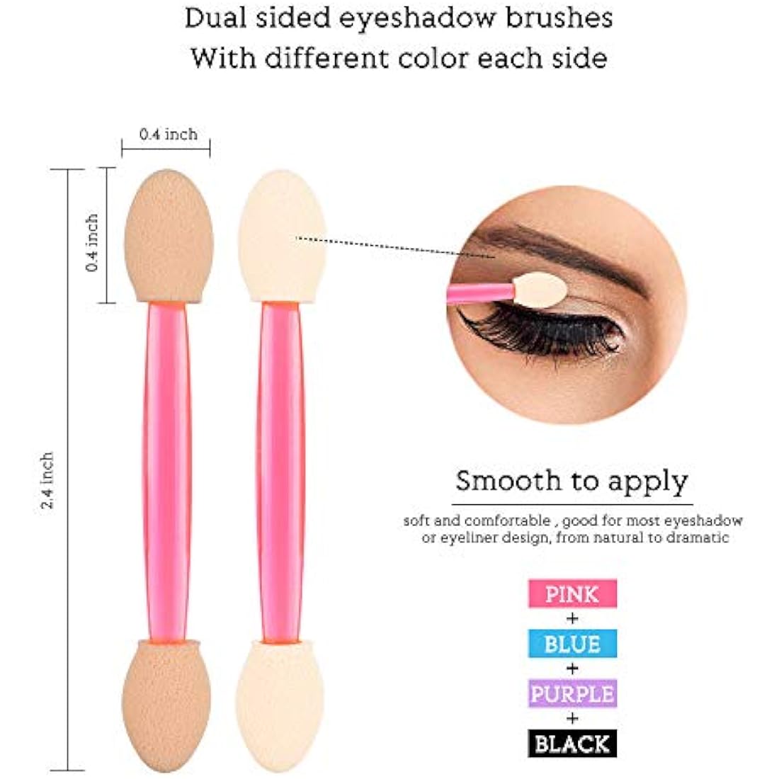 Eyeshadow Applicators, MORGLES 200 PCS Disposable Sponge Eye Brushs (Multicolored)