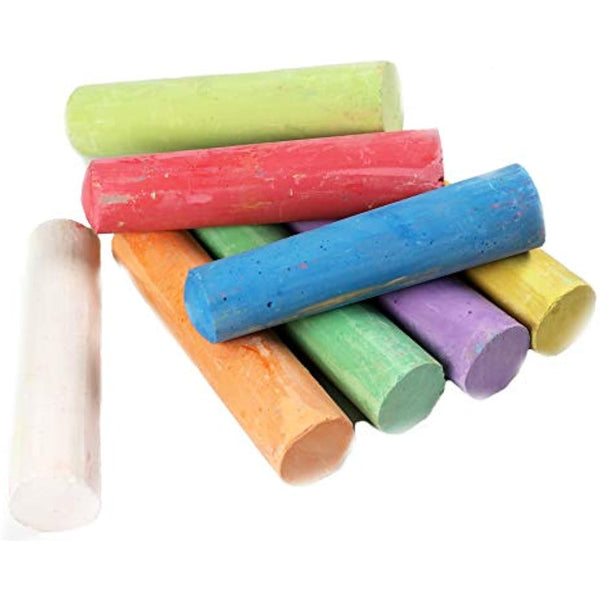 24 Coloured Chunky Chalks, Giant, Pavement, Washable, Fun for Children 8 Vibrant Colours, Outdoor, Garden, Drawing - Artists - Toddler,Kids