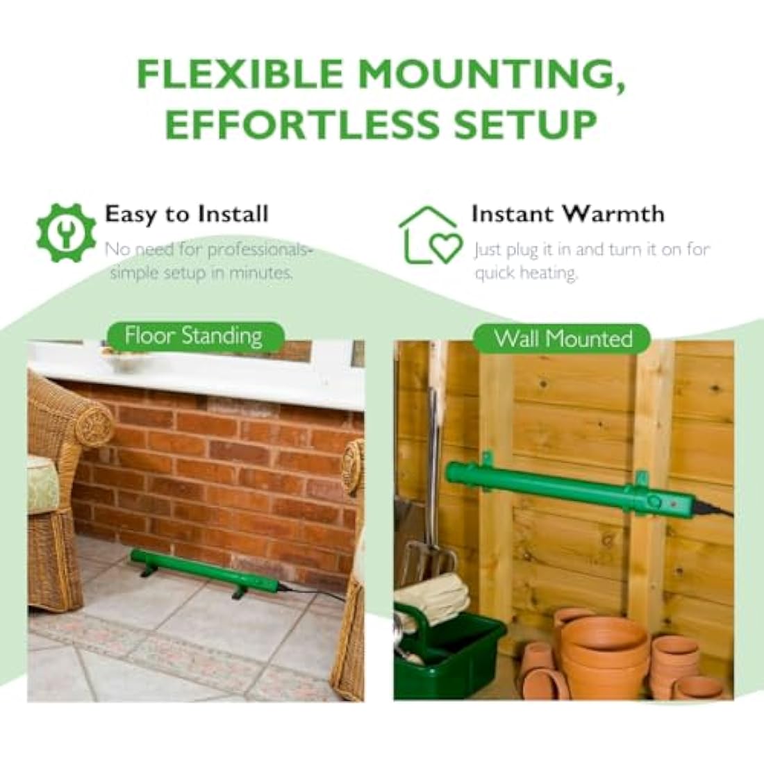 Hylite Ecoheater Greenhouse & Shed Tube Heater with Thermostat Green 500mm 55W