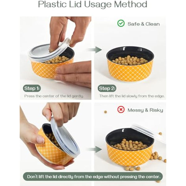 DOWAN 176 ml Dipping Bowls Set of 6, 9 cm Diameter Porcelain Ramekins with Lids for Creme Brulee, Condiment, Olives, Nuts, Souffle Dishes, Oven Safe, Colourful