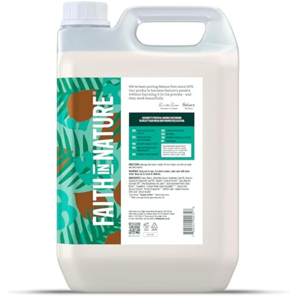 Faith In Nature Natural Coconut Hand & Body Lotion, Hydrating, Vegan & Cruelty Free, No SLS or Parabens, 5L Refill Pack