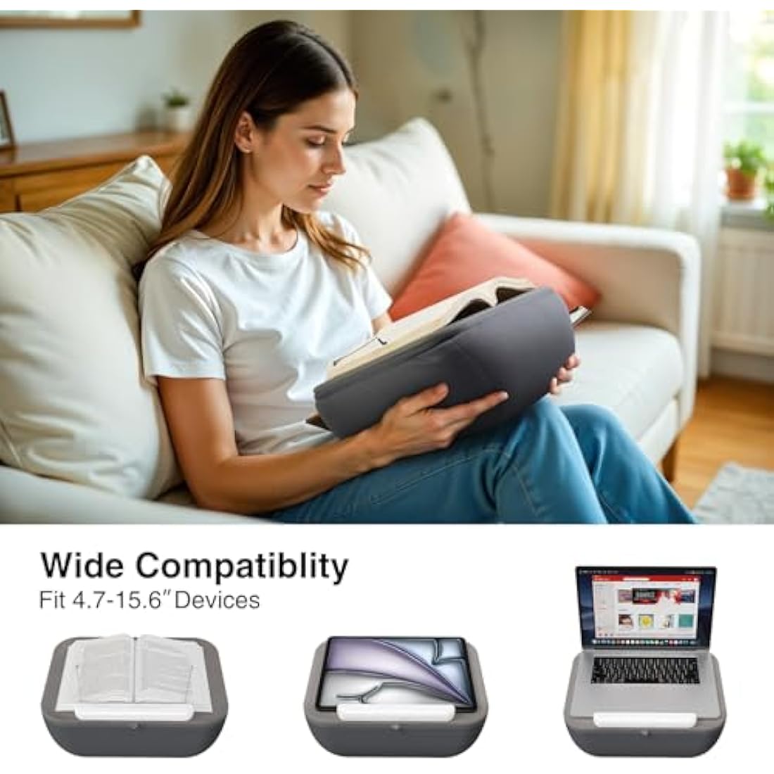 elitehood Book Stand, Comfortable Pillow Book Holder for Reading in Bed, Bed Book Lap Holder with Pillow Pad for Hand Free - Minimize Neck Strain & Perfect Idea for Book Lovers in Anywhere