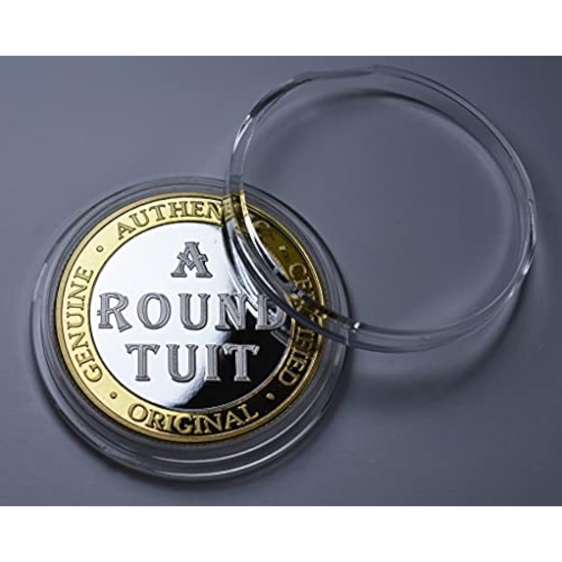 Extremely Rare 'A ROUND TUIT' Coin. Gift/Present. 30mm. Silver & 24ct Gold Clad Bi Metal. Novelty Collectable. Fathers DayThe Commemorative Coin Company