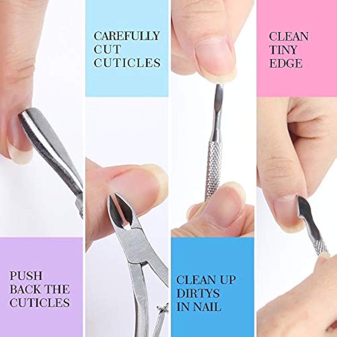 HNYYZL Nail File, 3PCS Double Sided Emery Boards for Nails,Buffer Block Sponge Polished,Nail Brush,Cuticle Nipper and Pusher