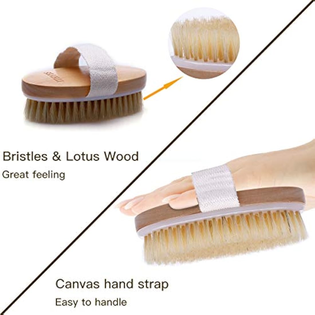 Ithyes Dry Brushing Body Brush Exfoliating Brush Natural Bristle Bath Brush for Remove Dead Skin Toxins Cellulite,Treatment,Improves Lymphatic Functions,Exfoliates,Stimulates Blood Circulation