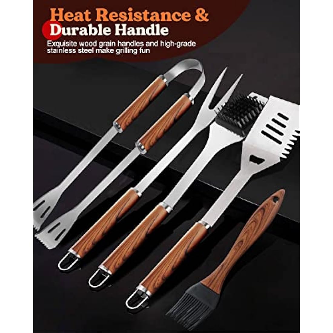 KALAHOL 32-in-1 BBQ Tools Set Extra Thick Stainless Steel Grill Tool Set with Gift Wrapping Box, Premium Complete Outdoor BBQ Utensils Set Professional BBQ Accessories BBQ Kit for Men and Women Gift