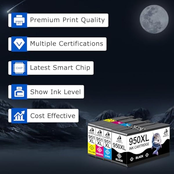 DOUBLE D 950XL 951XL Ink Cartridges Replacement for HP 950 951 950XL 951XL Combo Pack Compatible for HP Officejet Pro 8600 8610 8620 8100 8615 8625 8630 8640 251dw 276dw (10 Pack)