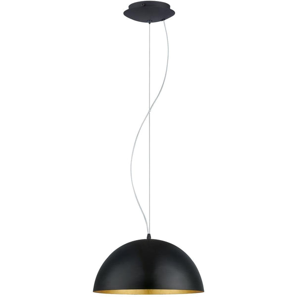Eglo Gaetano 1 Pendant lamp, 1-Light Pendant lamp, Steel Hanging lamp, Colour: Black, Gold, Socket: E27, : 38 cm