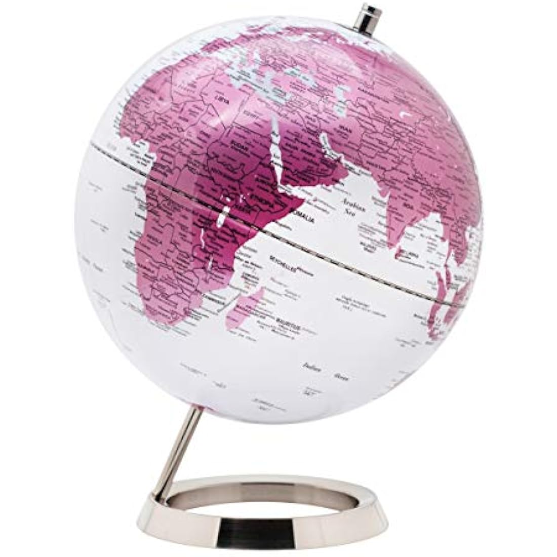 EXERZ 25cm World Globe - Stainless Steel Ring Standing, Metallic Pink Earth Globe, Perfect for Gifting (Pink)