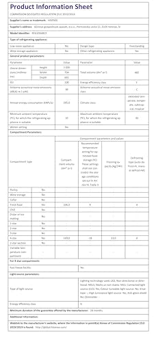 Hisense RF632N4WIE 70cm Freestanding French Door Fridge Freezer Metallic with Water Dispenser & Metal cooling 70 × 200 × 69.4 cm (W×H×D)