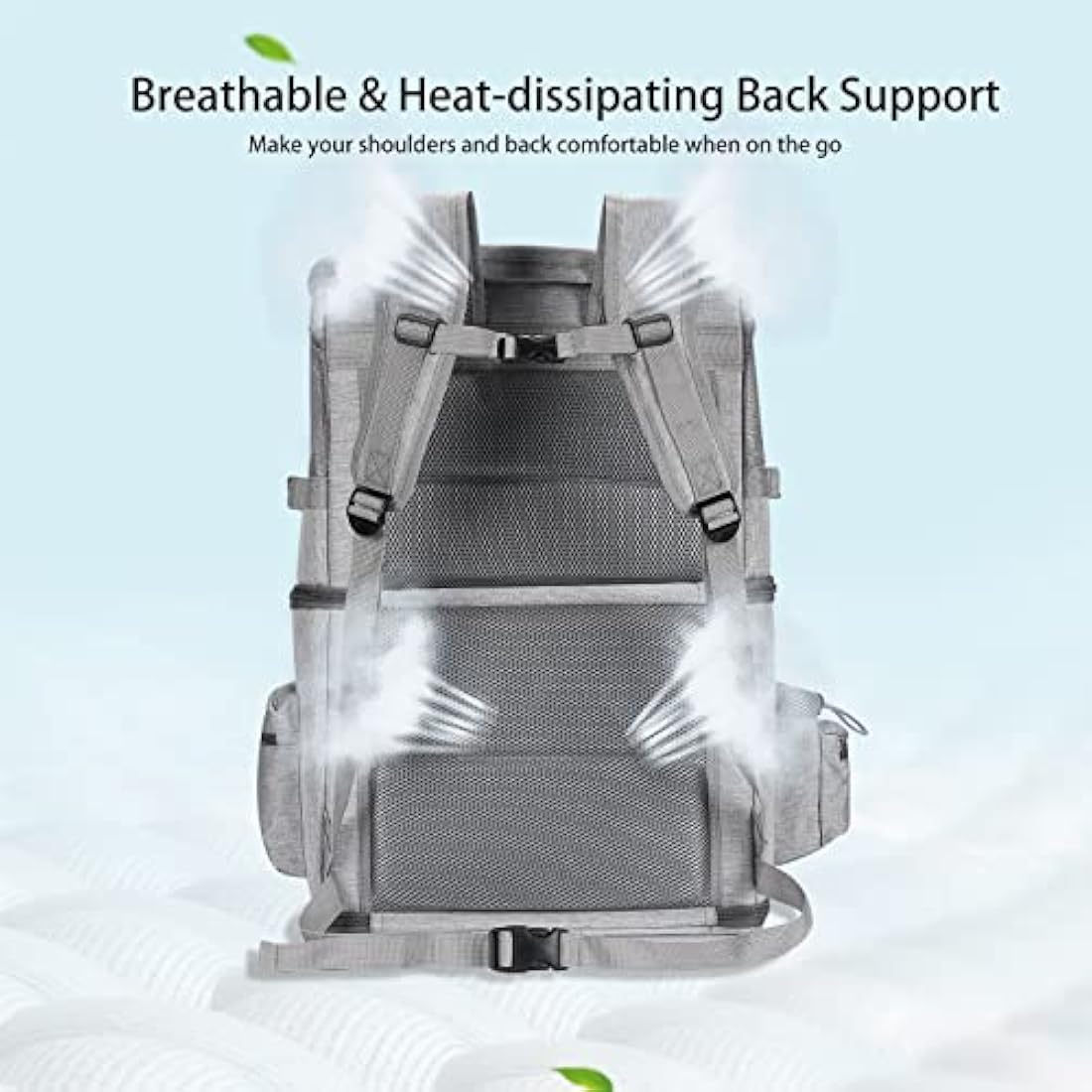 FASNATI Double-Compartment Pet Carrier Backpack, Cat Carrier Backpack for 2 Small Cats, Dogs and Rabbits, Perfect for Traveling/Hiking/Camping, Grey