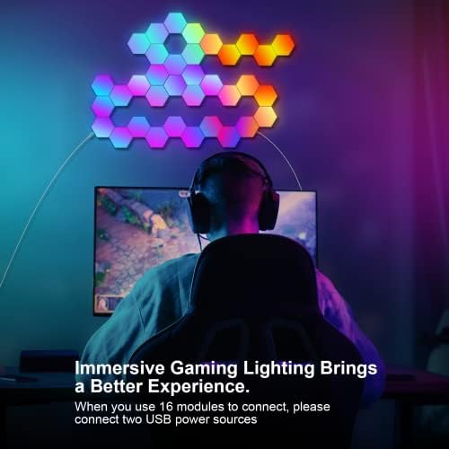 Kangtaixin Hexagon LED Lights — 12 Pack Hex Wall Light RGB Gaming Panels Hexagonal Smart Lighting Panel Sync to Music for Room Bar Gaming Setup Bedroom