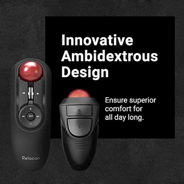 Elecom Relacon Handheld Trackball Mouse, Thumb Control, 2.4GHz Wireless, Ergonomic Design, 10-Button Function, Windows11, MacOS (M-RT1DRBK)