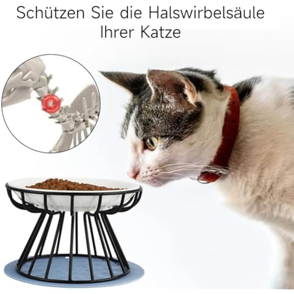 Dorakitten 4Pcs Cat Bowl, Ceramic Raised Cat Food Bowl, Elevated Pet Bowl,Anti Vomiting Cat Feeding Bowl, Non Slip Cat Dish, Protect Pet's Spine Make Cats Feel Comfortable, Dishwasher Safe