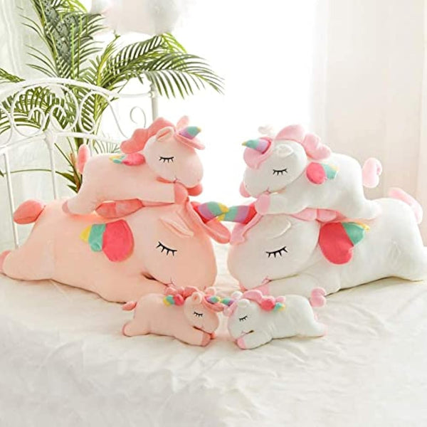 Unicorn Stuffed Animal Toys Cute Soft Unicorn Plush Hugging Pillow with Rainbow Wings Kawaii Toy for Kids Girls(Pink, 30cm/11.8Inch)