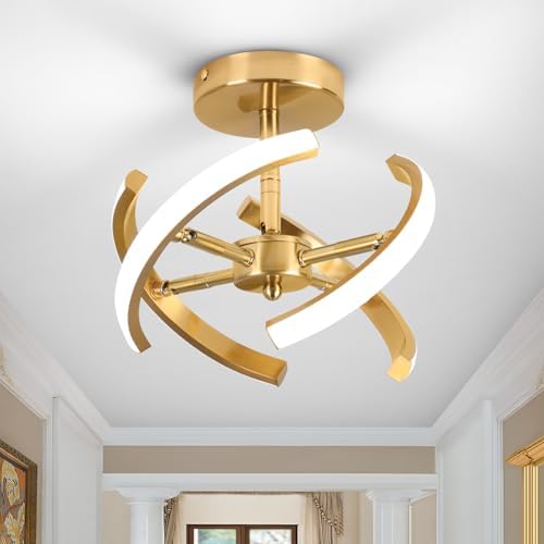 EIDISUNY LED Ceiling Light Elegant Gold Curved Design with 4 Strips 22W LED Ceiling Lights Fixture for Hallway Office Bedroom Kitchen Living Room Dining Room Lights - Gold (Cool White Light 6000K)