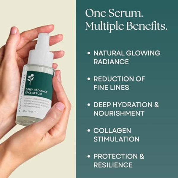 Adaptogenique Daily Radiance Face Serum | Adaptogen-Powered Vitamin C Serum for Women 40+ | Brightens, Hydrates & Firms | With Ginseng, Goji, Sea Buckthorn & Hyaluronic Acid | 30ML