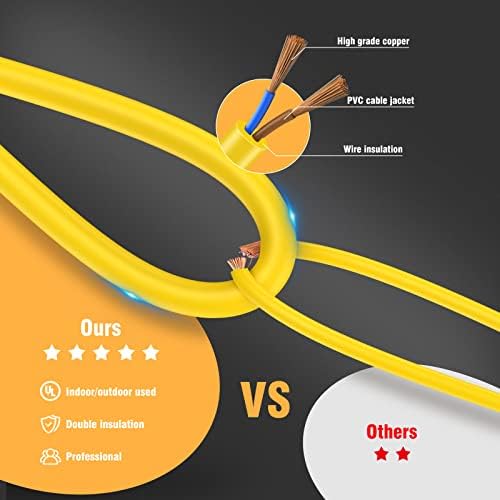 LED Work Light 100FT 100W Construction String Light 10 Integrated Lights 5000LM IP66 Waterproof LED Security Light Industrial Grade for Construction Sites Docks Fishing Boat Tunnel [Energy Class F]