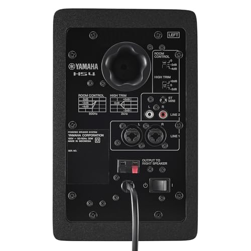 Yamaha HS4 Studio Monitors (Black) – Compact 2-Way Powered Speakers with Advanced Sound Control and Versatile Connectivity for Music Production and Video Editing