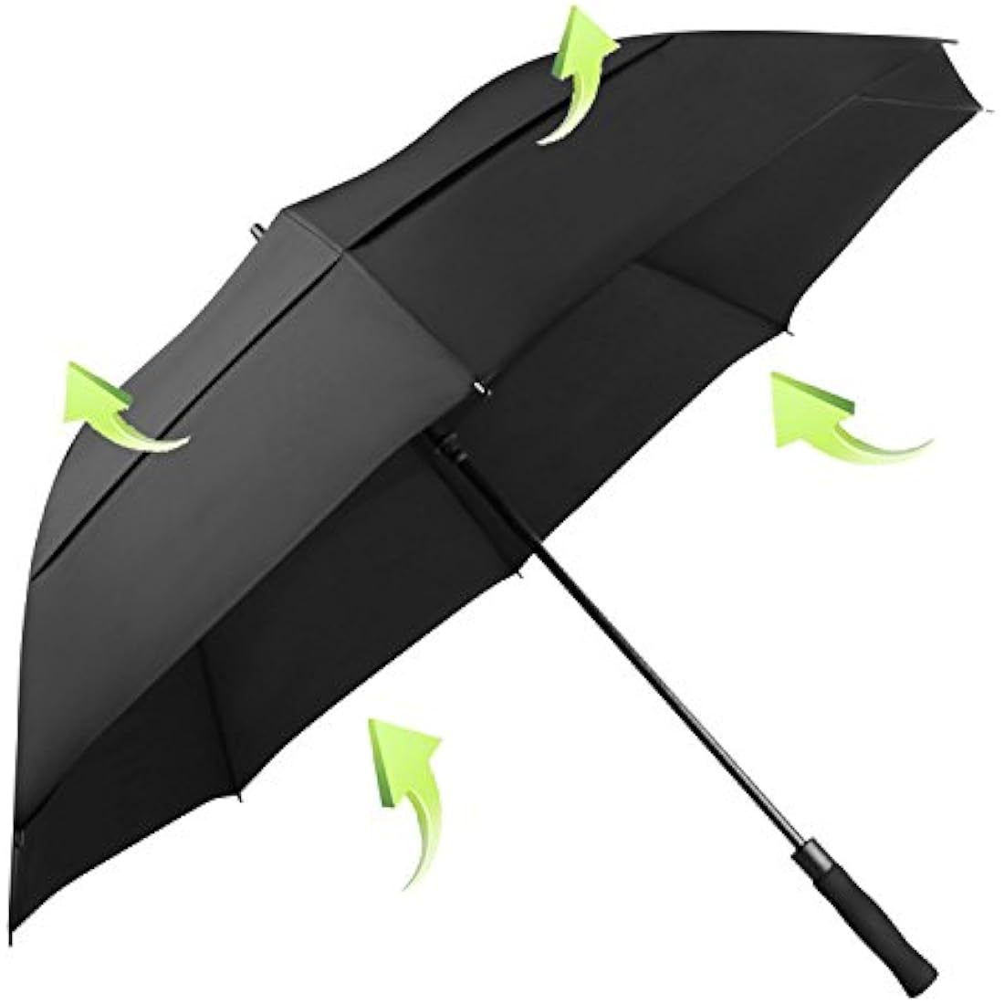 KOLER Golf Umbrella 62 Inch, UV Sun Protection Large Umbrellas Double Vented Canopy Auto Open, Windproof & Rainproof & Sunproof Extra Oversize Golf Stick Umbrella for Men and Women - Black