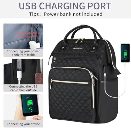 EMPSIGN Laptop Backpack Women 17 Inch, Large Laptop Rucksack Wide Open, College School Backpack with USB Charging Port, Water Repellent Travel Business Work Bag Computer Bookbag for Men