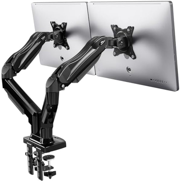 HUANUO Dual Monitor Arm Desk Mount for 13 to 32 Inches, Height Adjustable Screen Stand with Tilt, Swivel, and Rotation, VESA 75 & 100 mm, Supports up to 9 kg