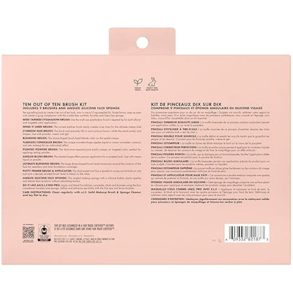 e.l.f. Ten Out Of Ten Brush Set, 10 Piece Brush Kit, Brushes For Face Makeup, Eyes, Brows & More, Made With Synthetic Bristles, Vegan & Cruelty-Free