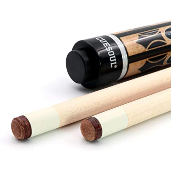 CUESOUL 58 Inches 19oz Joint Pool Cue Stick Billiards Premium Canadian Maple Pool Cue, Multi-layered Tip, 11.5/12.75mm Billiards Pool Cue Set Accessories