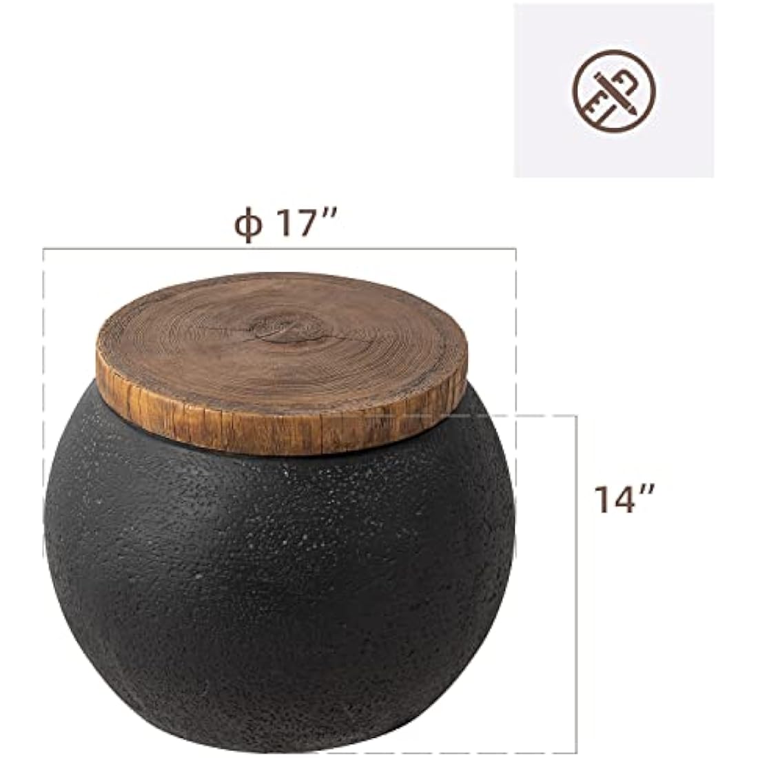 HOMPUS Side Table Modern Jar Shaped End Table, Home Décor Accent Nightstand for Living Room, Bedroom, Balcony or Outdoor, No Assembly