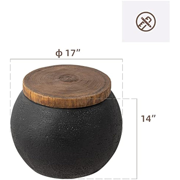 HOMPUS Side Table Modern Jar Shaped End Table, Home Décor Accent Nightstand for Living Room, Bedroom, Balcony or Outdoor, No Assembly