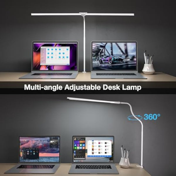 Hensam Desk Lamp, 80CM White Desk Lights Bar for Study, Clip On Desktop Computer Lighting with Gooseneck, Bright Dimmable Task Table Lamp for Work Reading Craft Students